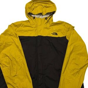 The North Face HyVent Rain Jacket Mens XL Yellow Black Colorblock Vintage Hooded